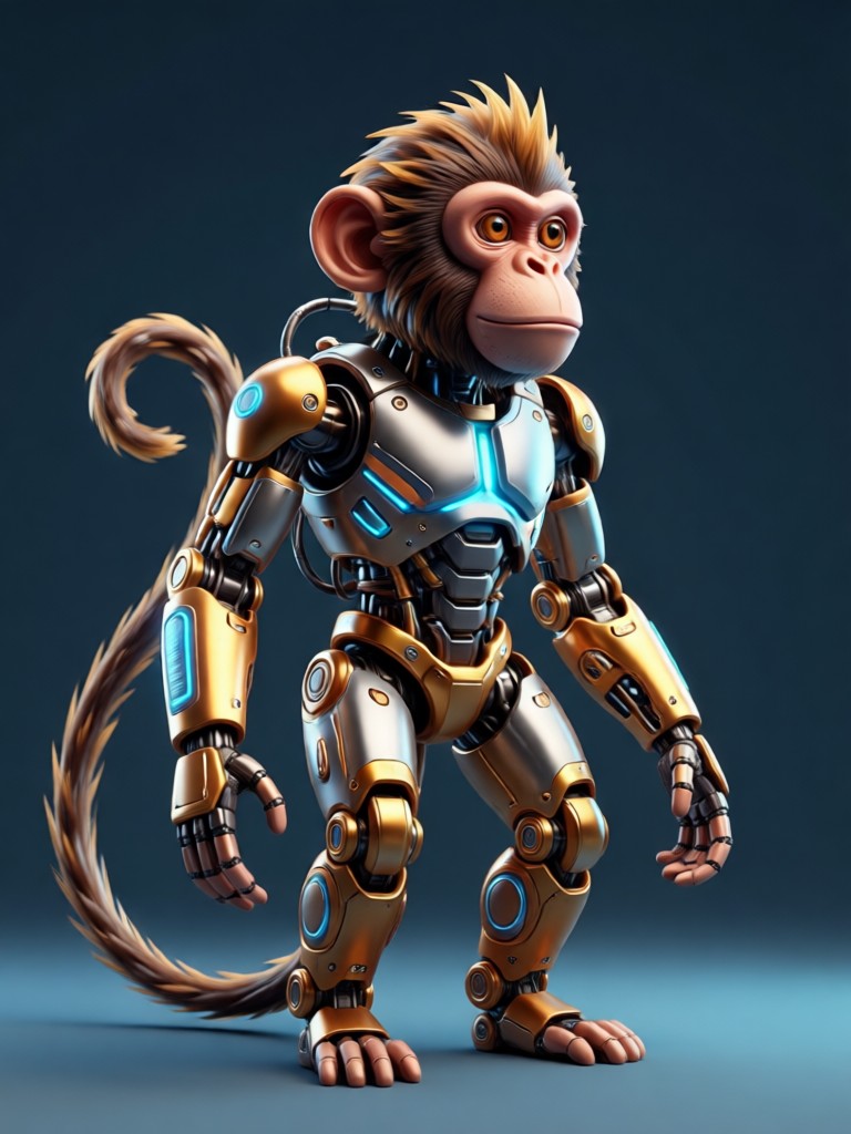 3D clay render of a funny monkey