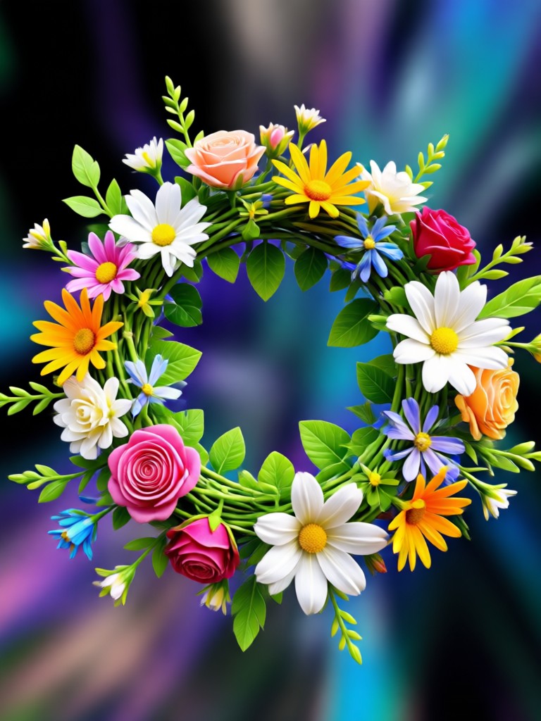 AI generated portrait with bohemian daisy flower crown