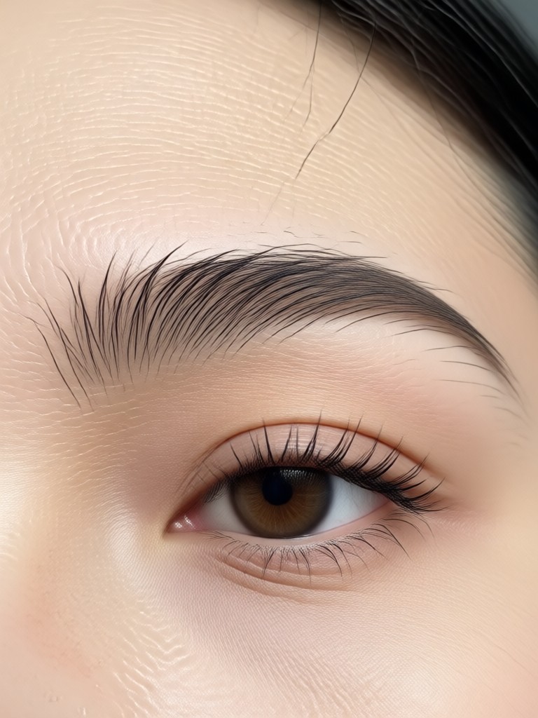 Feathered brow effect created by AI filter