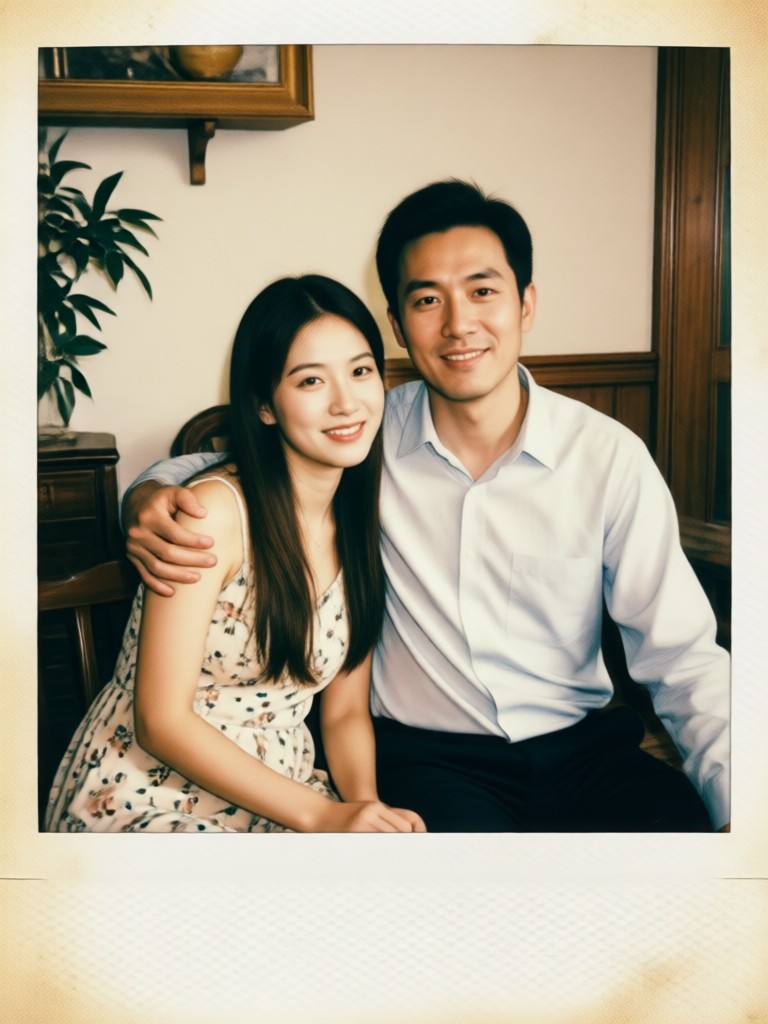 빛 새김 효과가 있는 감성적인 실내 커플 초상화