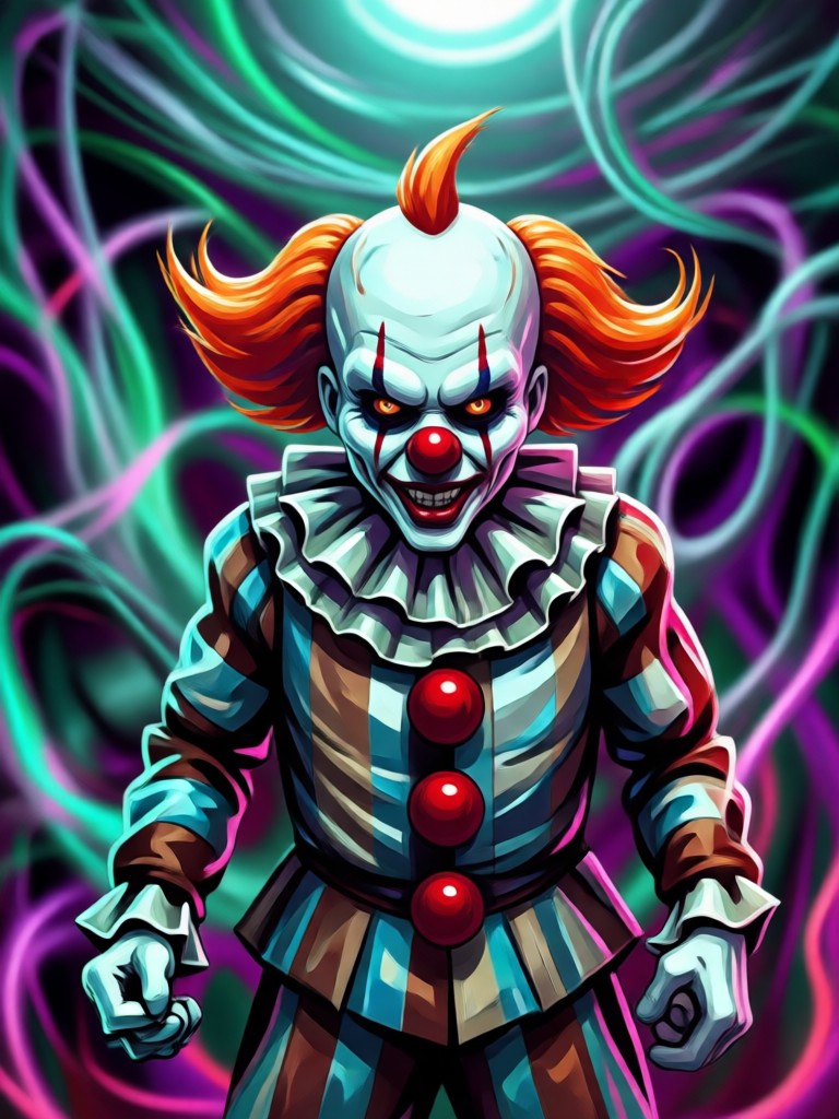 AI Pennywise video still showing an animated creepy wave