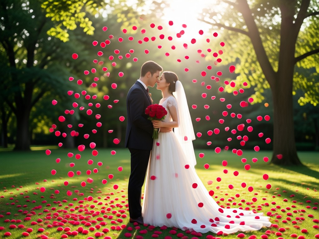 AI generated rose petal styles for couple photos