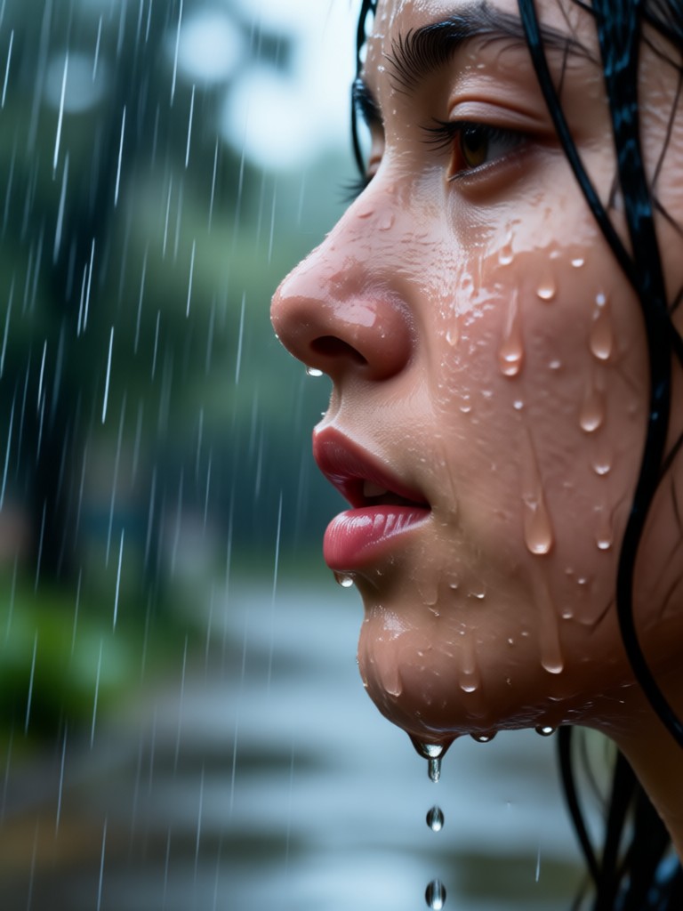 Video generado por IA de una pareja besándose en una lluvia suave