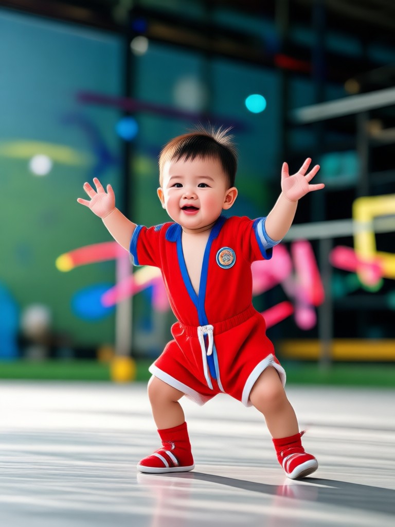 Baby doing a cute TikTok shuffle dance
