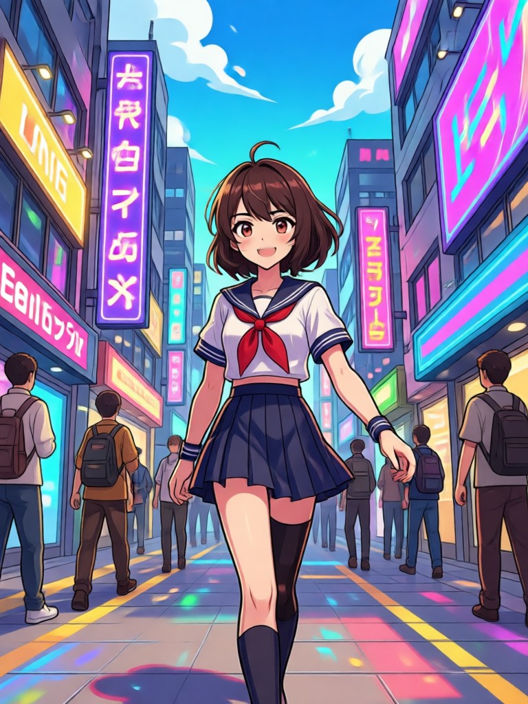 Filtro anime cyberpunk en foto de paisaje urbano