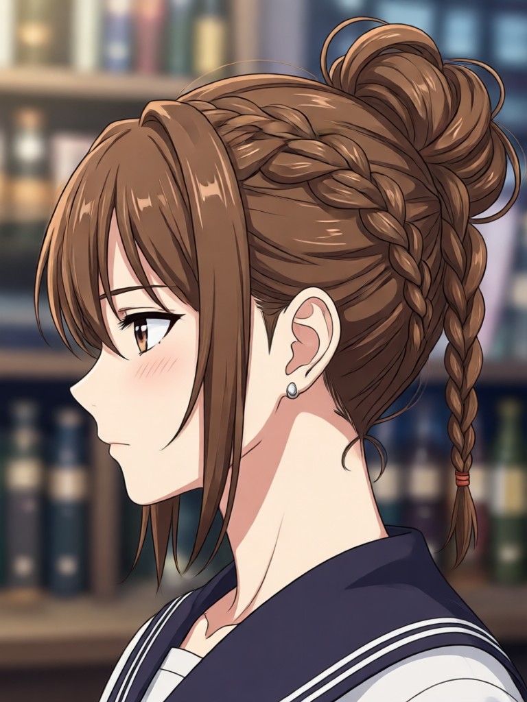Romantic long curly anime hairstyle