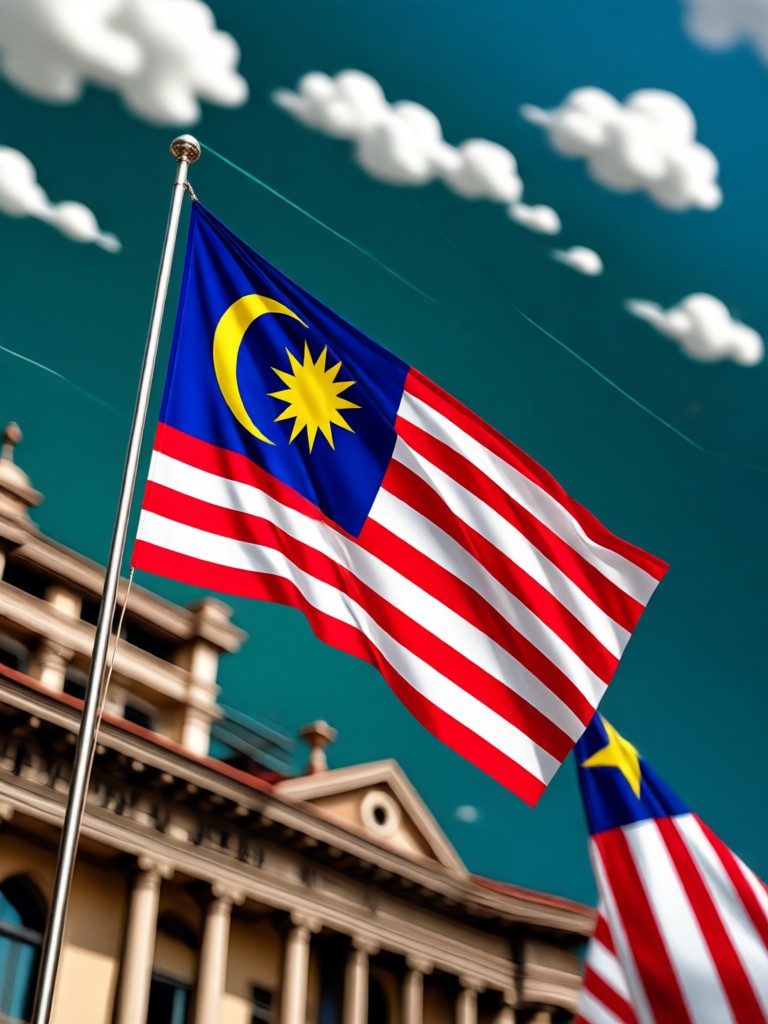 KI-künstlerisches malaysisches Flaggenporträt mit Aquarelleffekt