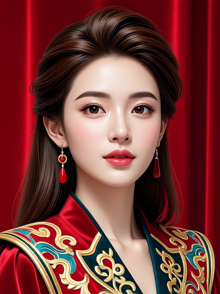 赤い背景のファンタジースタイルのキャラクターポートレート