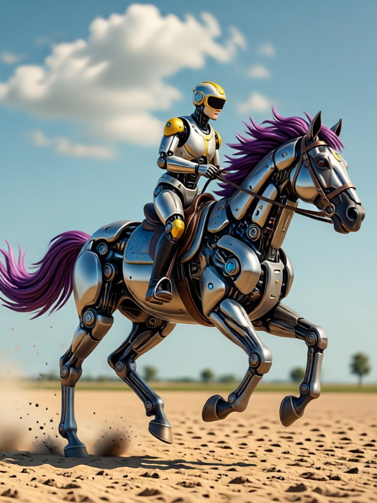 Galloping on cliff edge AI generator