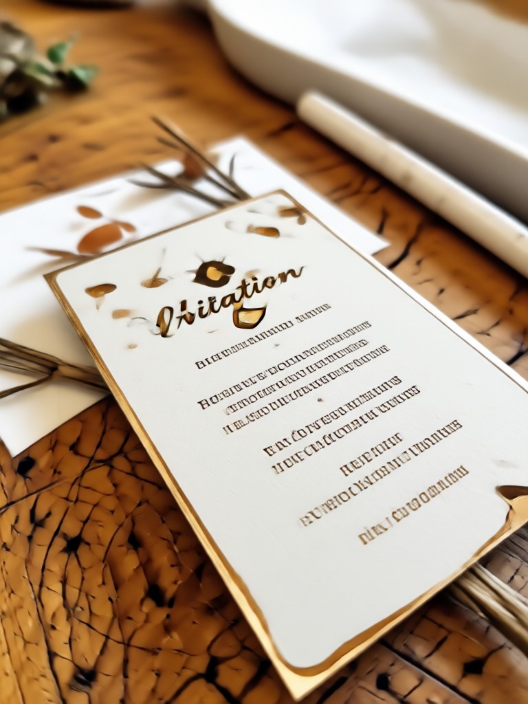Rustic botanical garden themed invitation card