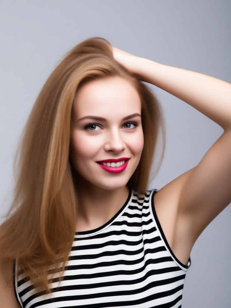 Product photo with stray background hairs cleaned
