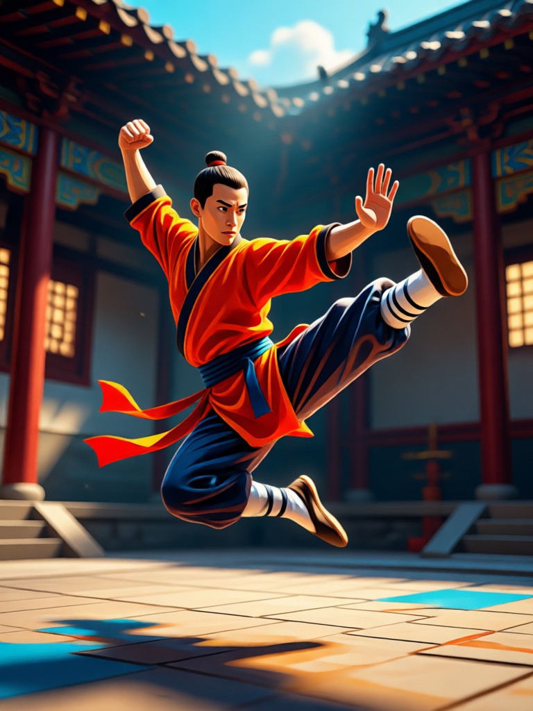 Person practicing with nunchaku in AI video