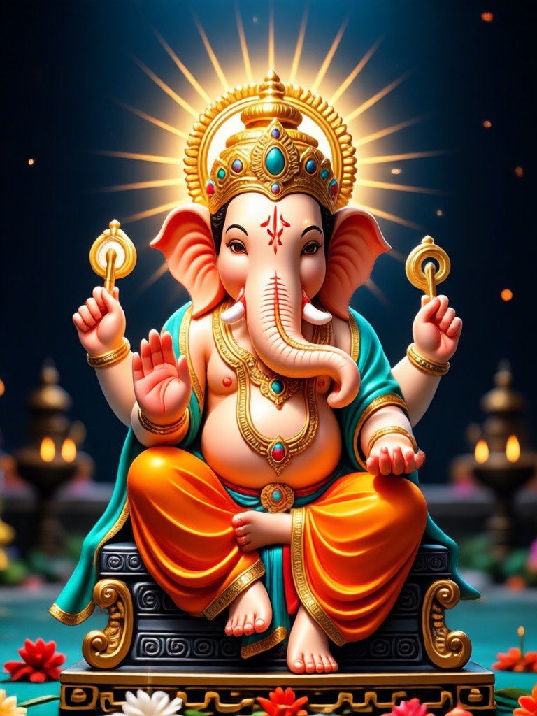 AI Ganesh Aarti photo with floral background