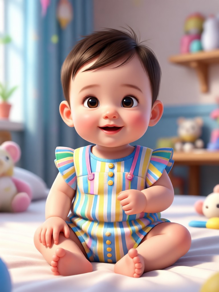 AI baby with curly hair and smile