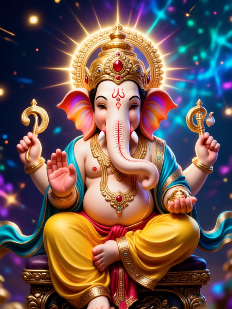 AI Ganesh Ji in serene watercolor painting style
