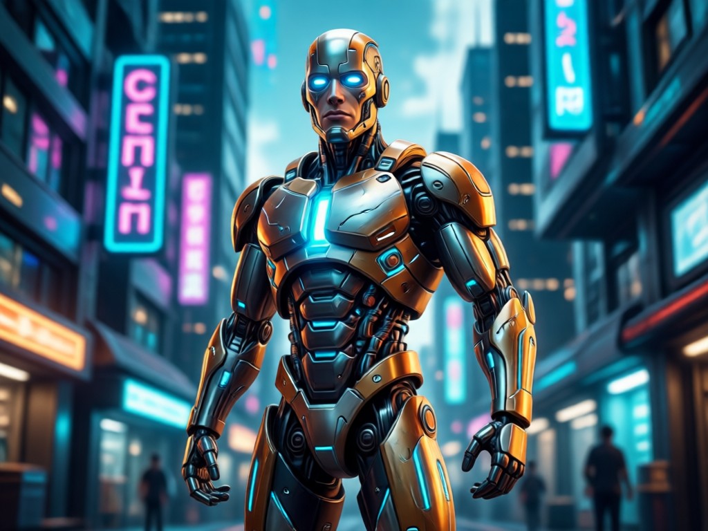 AI action hero in dynamic combat pose
