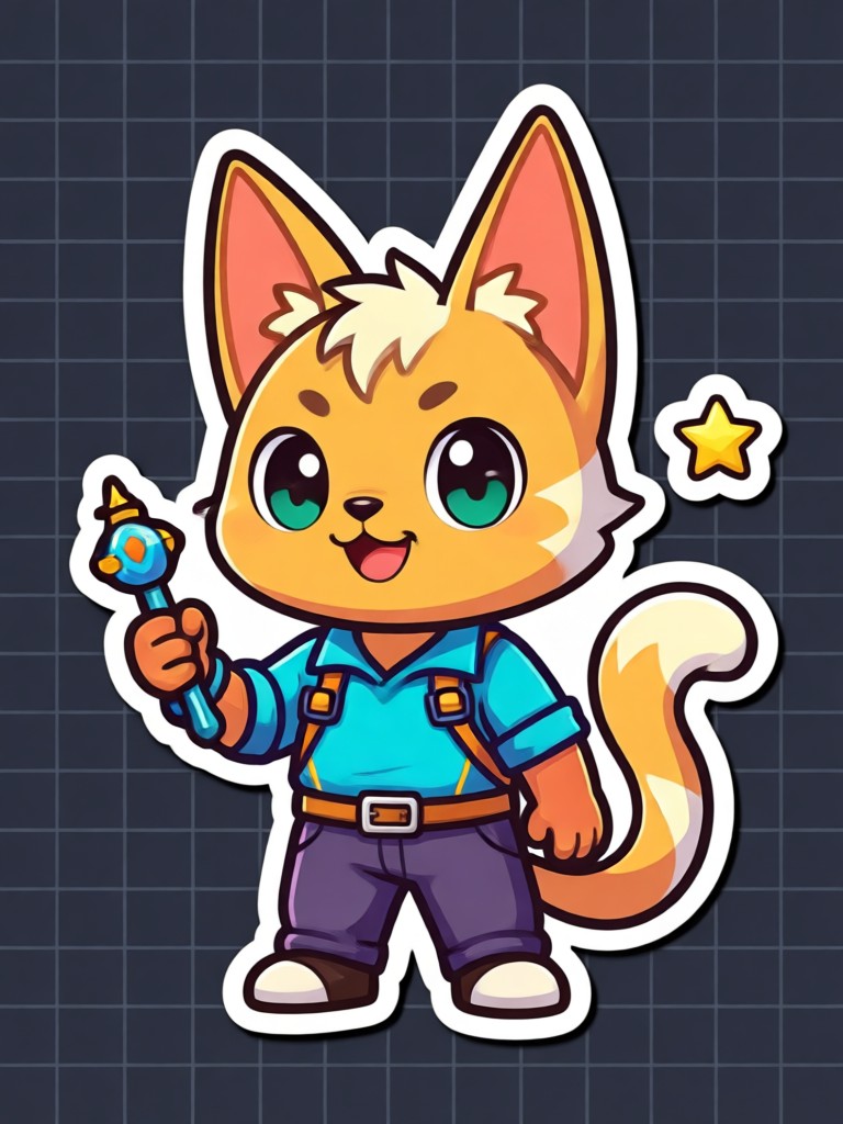 Retro pixel art video game character sticker