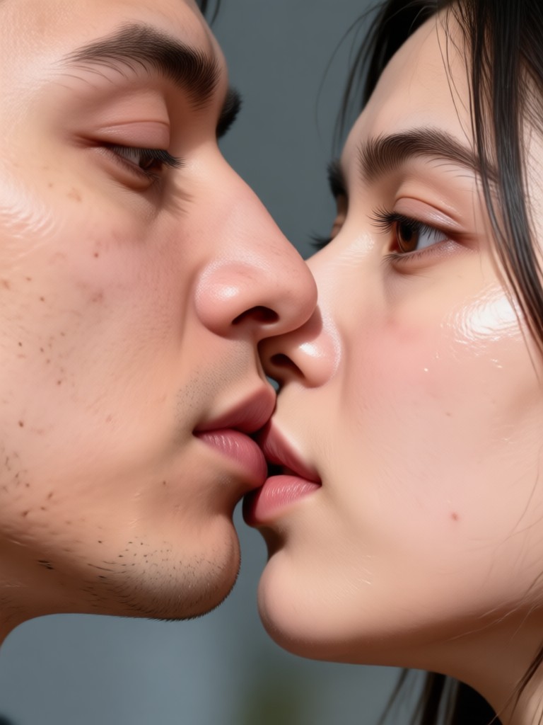 Animación de beso en retrato de pareja romántica