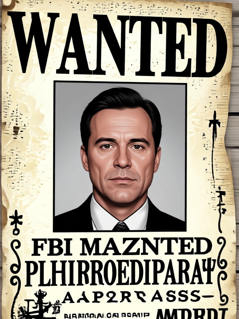 Cartoon style wanted poster for a pet