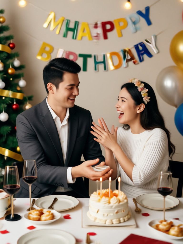 Cinematic black and white couple birthday template