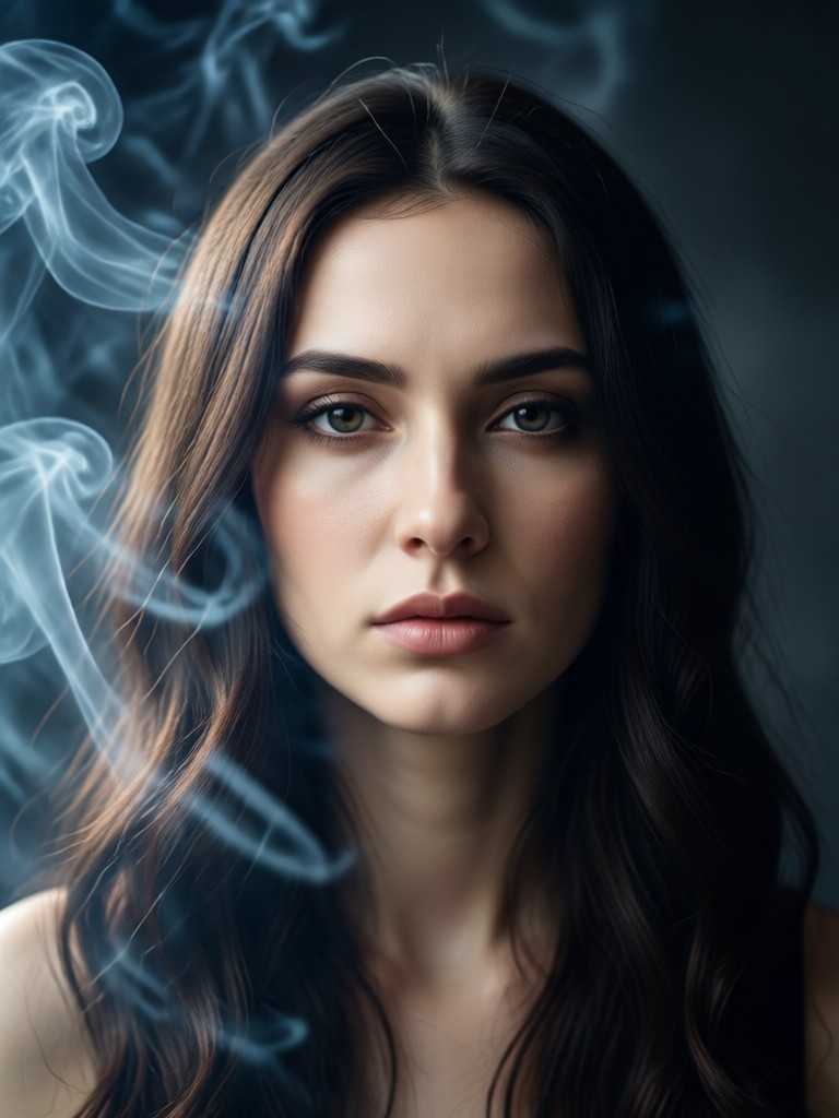 ejemplo de transformación de retrato con humo cinematográfico