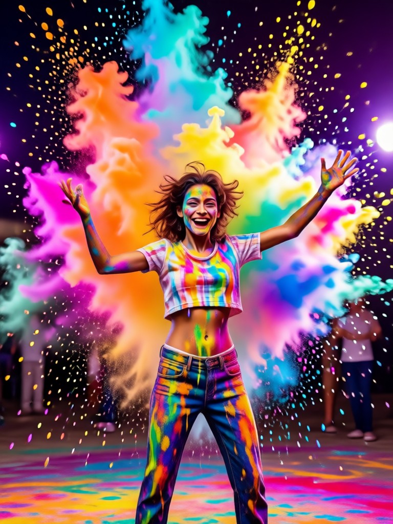 AI generated festive Holi background scene