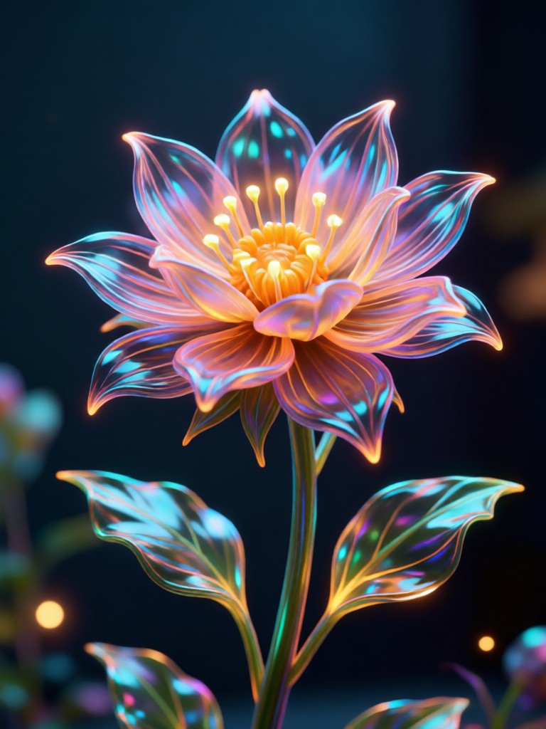 AI cyberpunk style mechanical orchid