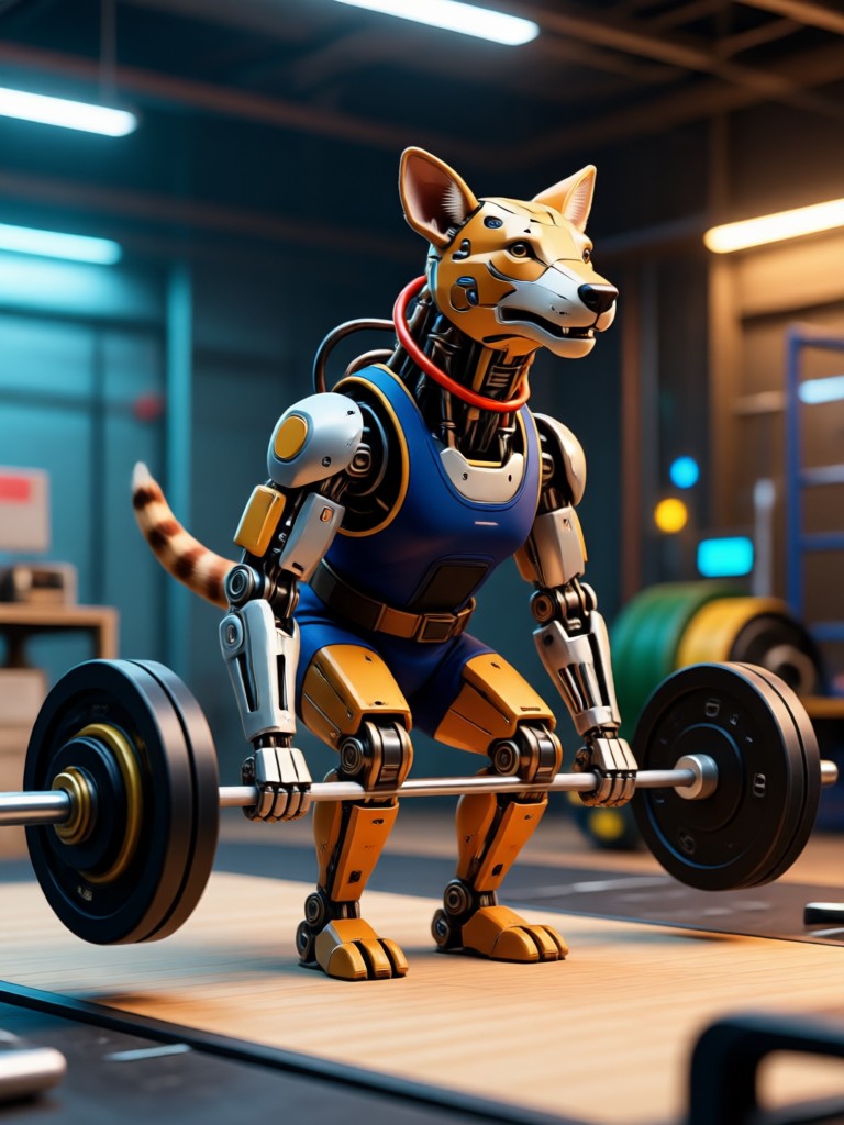 Cat wearing lifting straps AI gym video