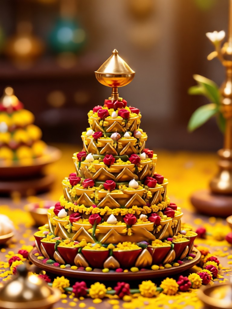 Varamahalakshmi KI-Foto mit vollständigem Gold-Tempelschmuck