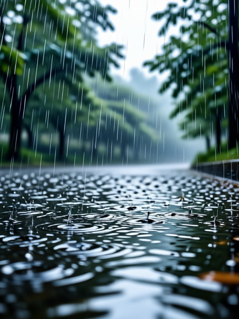 Mobile app interface showcasing the rain photo effect