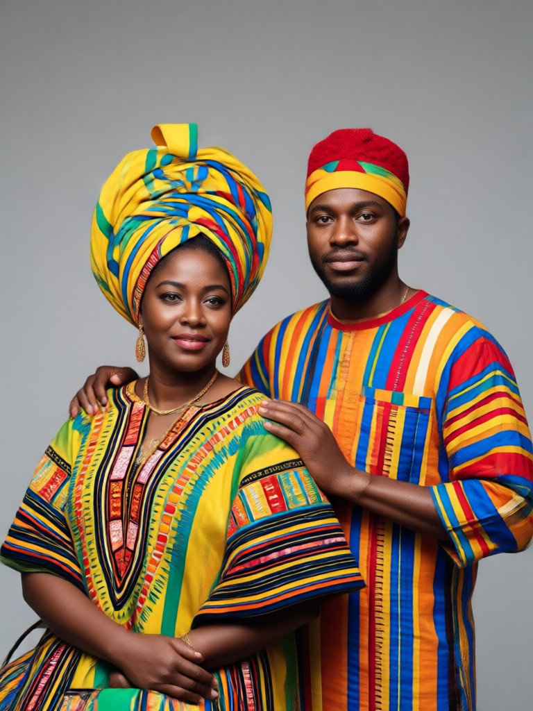 Yoruba traditional wedding couple AI portrait