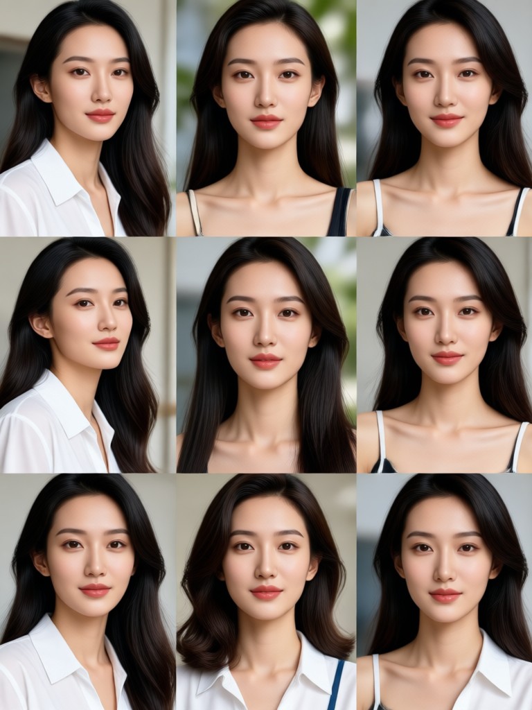 Moody nine grid portrait with a cohesive color story