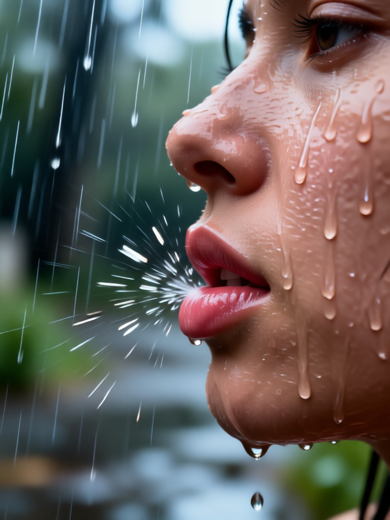 Video de beso bajo la lluvia generado por IA con luces de la ciudad brillantes