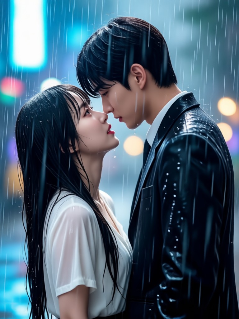 Reunión al estilo K-Drama bajo la lluvia