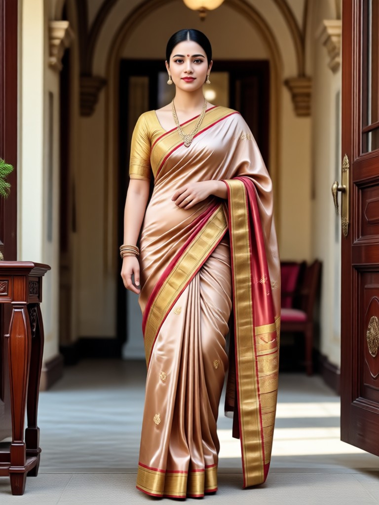 Simple Cotton Saree with AI Indian Face