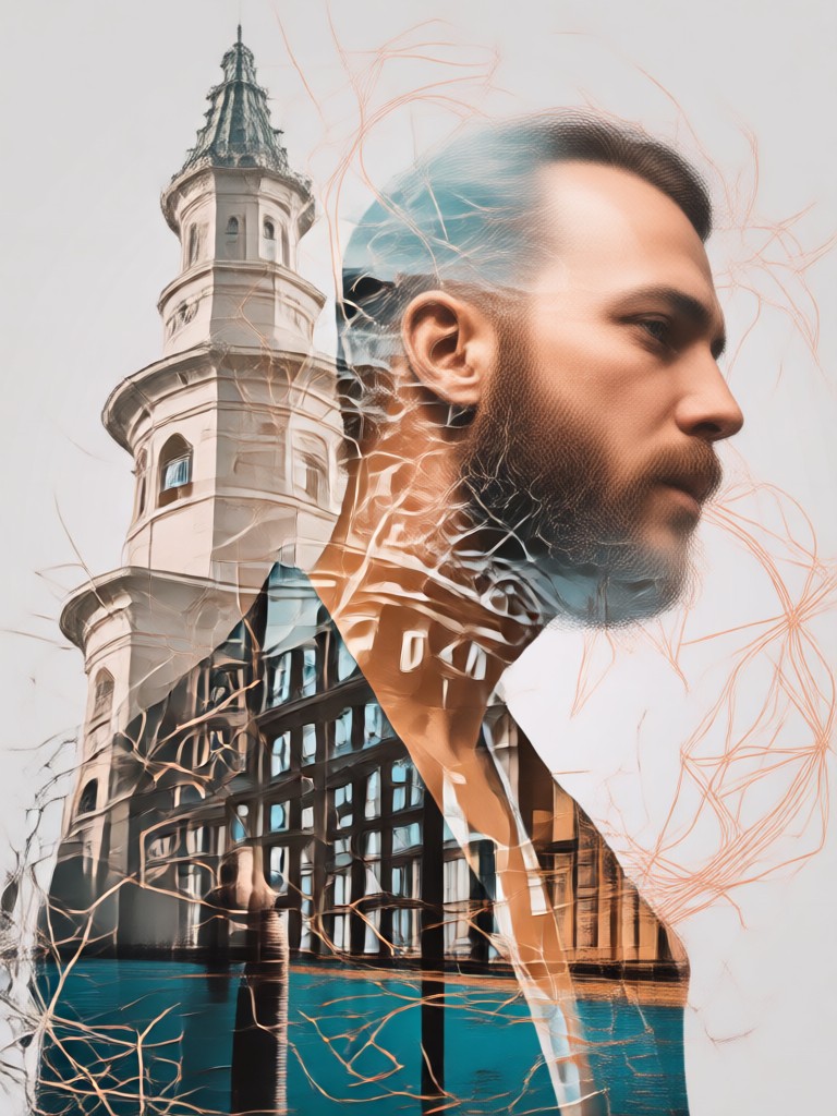 starry night double exposure masterpiece