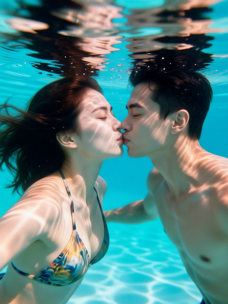Romantic underwater wedding portrait style