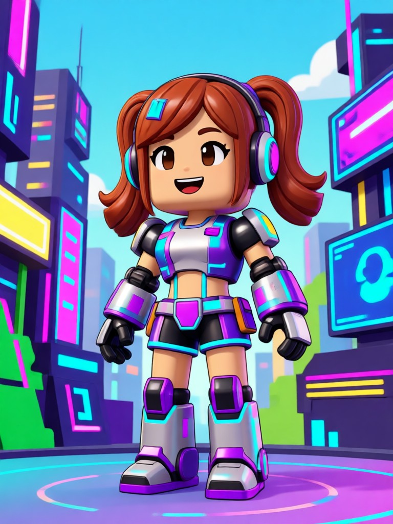 Cyberpunk themed Roblox girl character