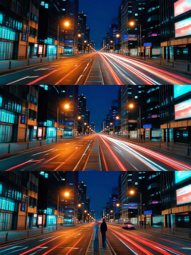 Momento creado por IA en una playa con luces de ciudad a lo lejos
