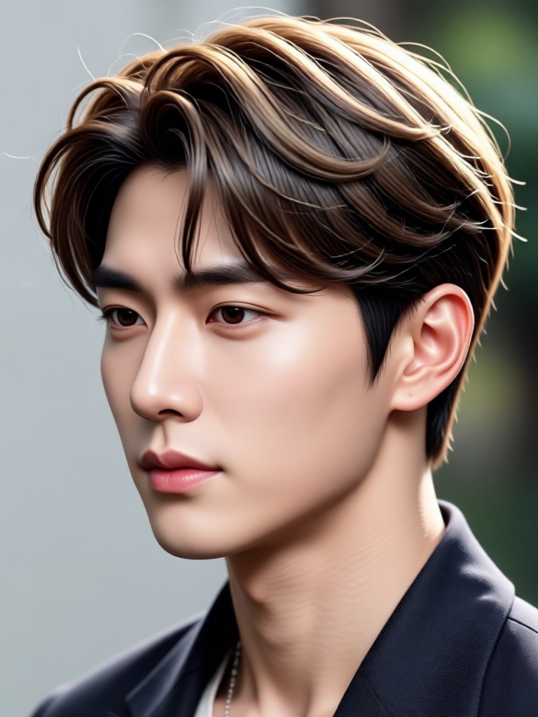 Korean middle part hairstyle preview