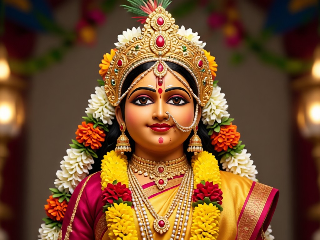 Before and after AI Varalakshmi portrait transformation