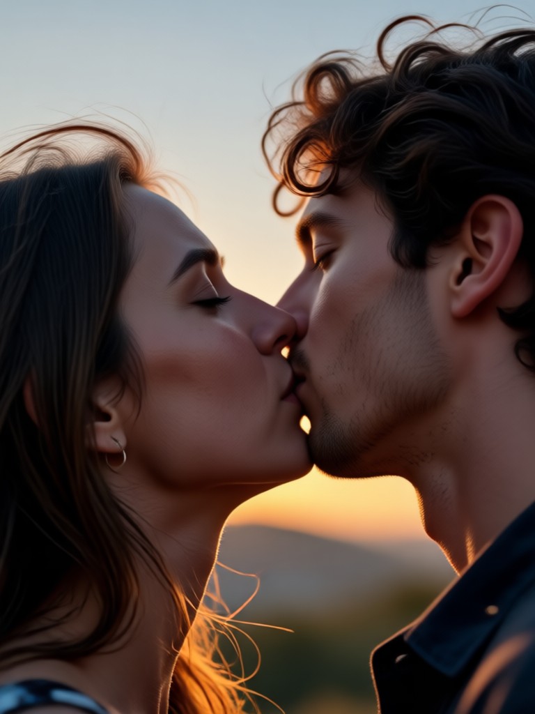Playful virtual kiss effect for messaging apps