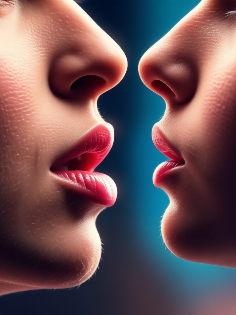 Cinematic slow-motion AI kiss video still