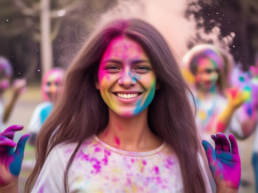 Realistic Holi color application AI feature