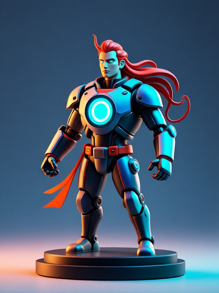 Superhero in a dynamic 3D pose