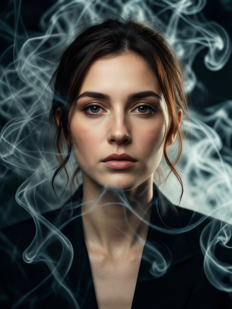 cinematic portrait with subtle smoke wisps