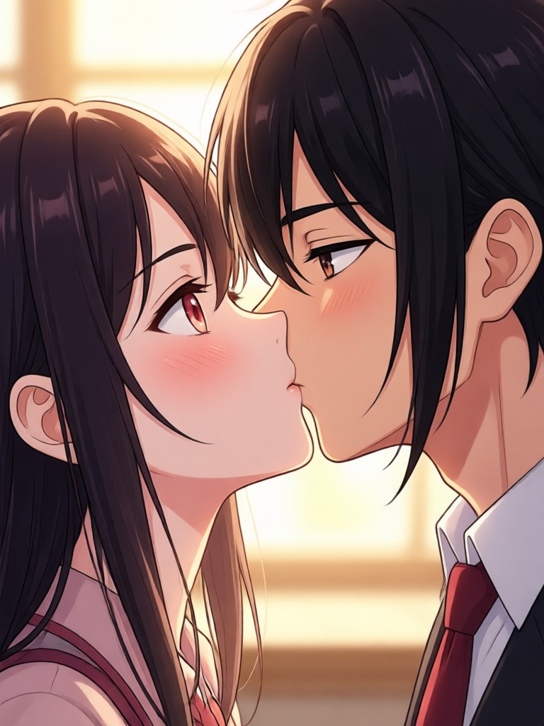 Action romance, a kiss after a dramatic confrontation