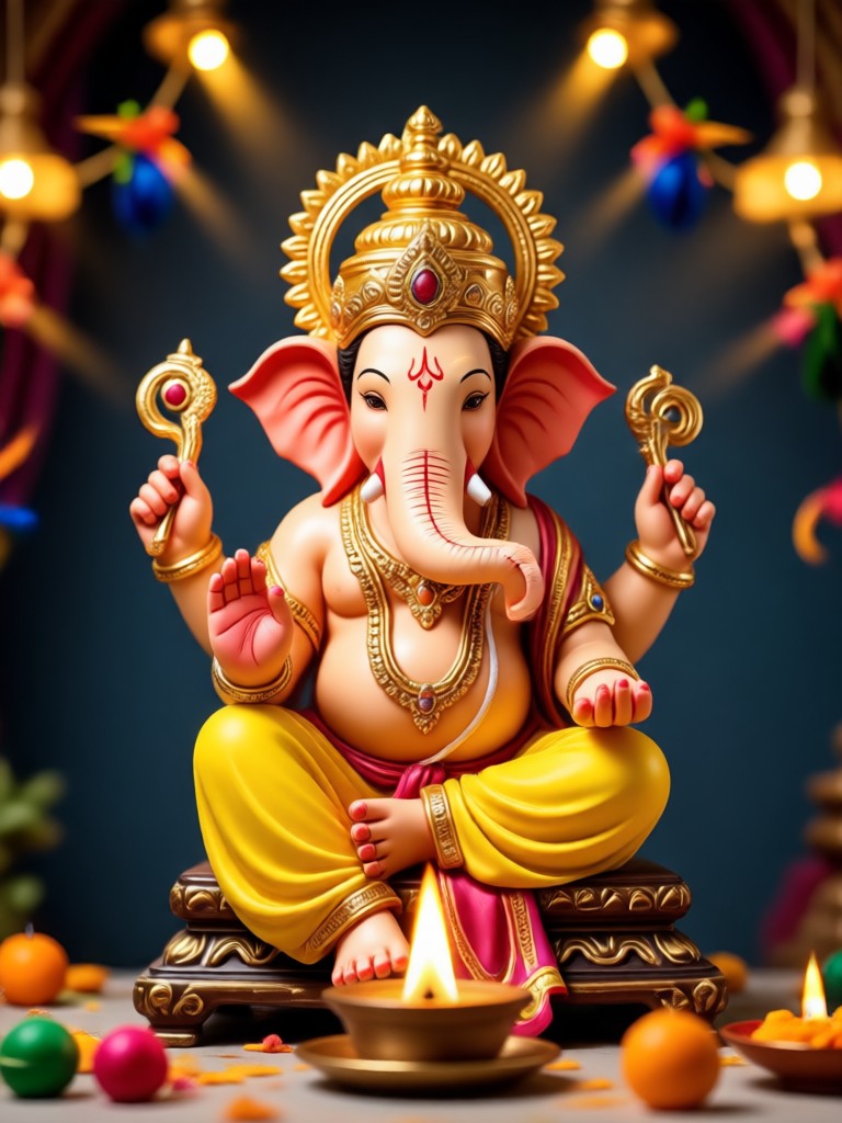 AI generated Aarti plate with bell for Ganesha