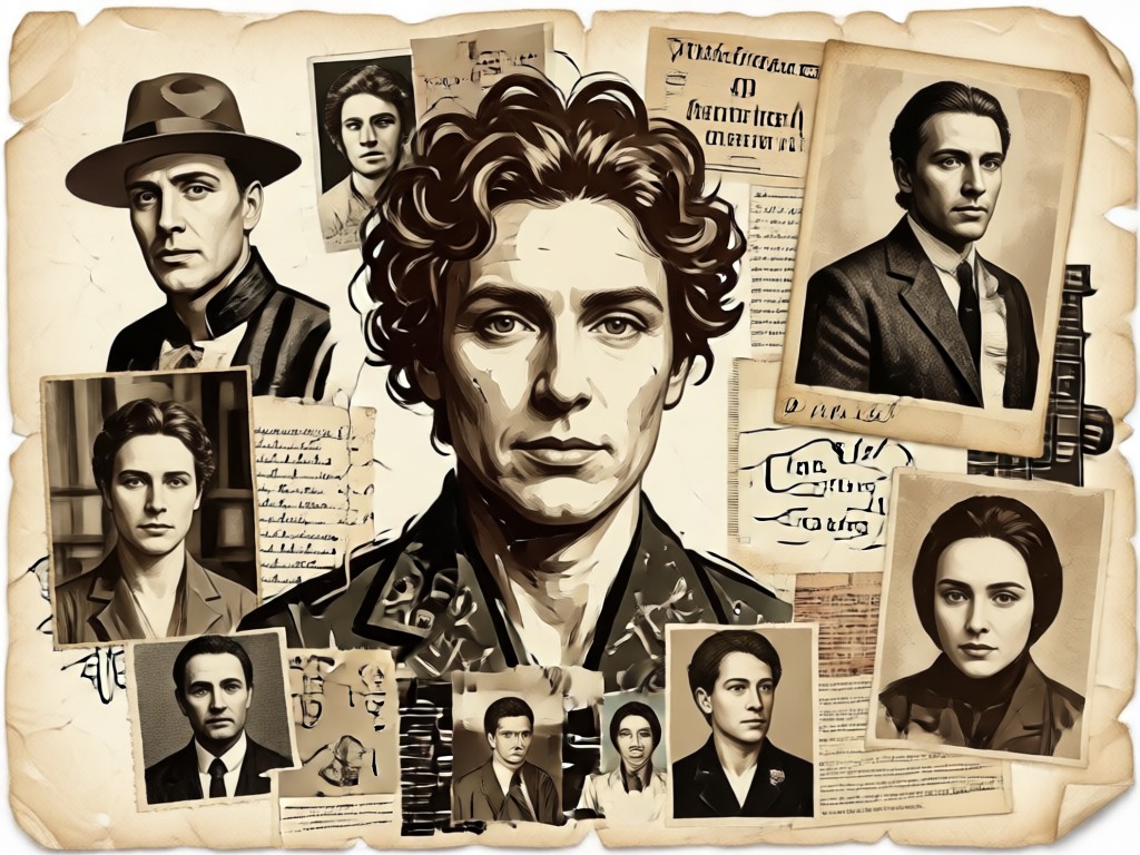 Same photos displayed in three different vintage era styles