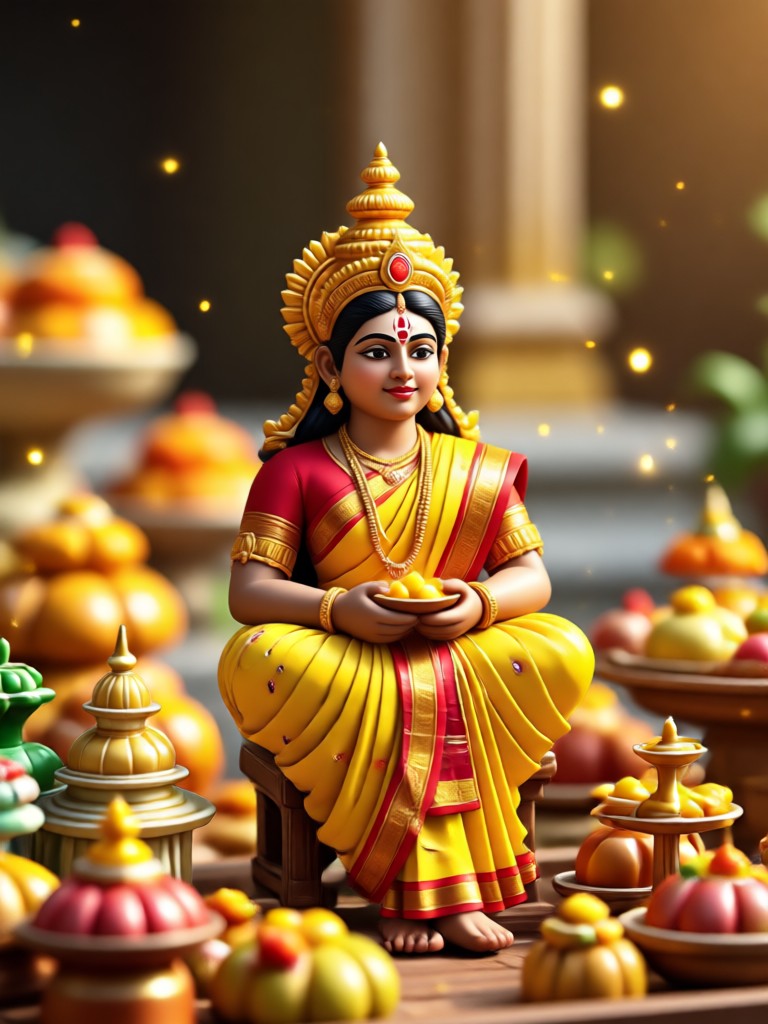 Familien-Lakshmi-Pooja-Foto mit AI bearbeitet
